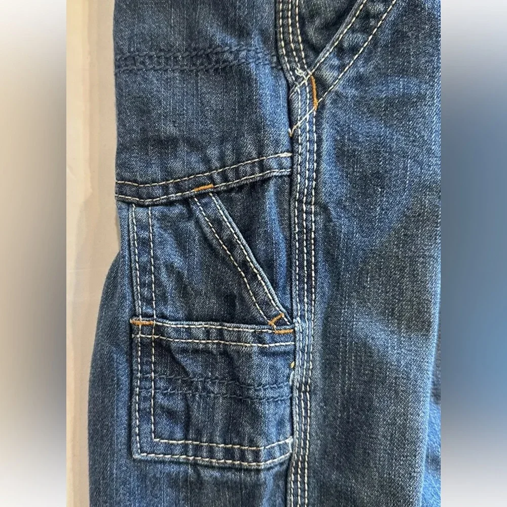 Vintage Oshkosh B'Gosh Baby Boy Size 12 Mth Blue Jean Carpenter Overalls Vestbak